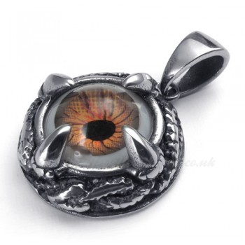 Titanium Brown Eyes Pendant Necklace (Free Chain)