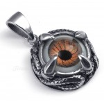 Titanium Brown Eyes Pendant Necklace (Free Chain)