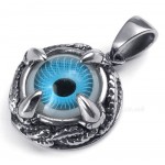 Blue Color Titanium Eyes Pendant Necklace (Free Chain)
