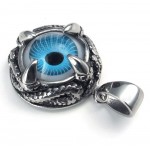 Blue Color Titanium Eyes Pendant Necklace (Free Chain)