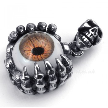 Titanium Eyes Pendant Necklace Adorned Witb Skull (Free Chain)