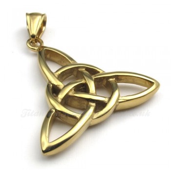 Gold Titanium Pendant Necklace (Free Chain)