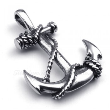 Mens Titanium Anchor Pendant Necklace (Free Chain)