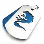 Blue Cards Titanium Wolf Pendant Necklace (Free Chain)