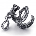 Titanium White Zircon Dragon Pendant Necklace (Free Chain)