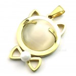 Gold Titanium Cats Eye Pendant Necklace (Free Chain)