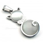 Silver Cats Eye Titanium Pendant Necklace (Free Chain)