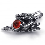 Exquisite Red Zircon Titanium Dragon Pendant Necklace (Free Chain)