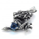 Exquisite Blue Zircon Titanium Dragon Pendant Necklace (Free Chain)