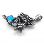 Exquisite Blue Zircon Titanium Dragon Pendant Necklace (Free Chain)