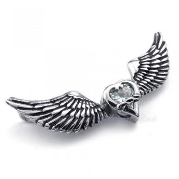 White Zircon Titanium Wings Pendant Necklace (Free Chain)