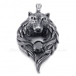 Black Zircon Titanium Wolf Pendant Necklace (Free Chain)
