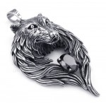 Black Zircon Titanium Wolf Pendant Necklace (Free Chain)