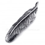 Titanium Feather Pendant Necklace (Free Chain)