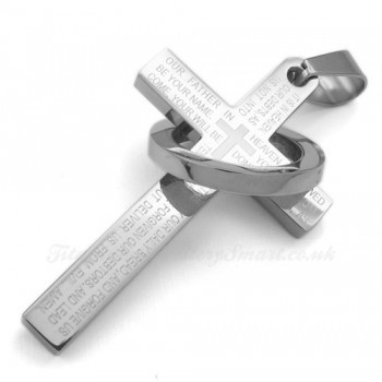 Scripture Titanium Cross Pendant Necklace (Free Chain)