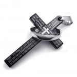 Scripture Titanium Black Cross Pendant Necklace (Free Chain)