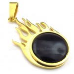 Titanium Gold FireBall Pendant Necklace (Free Chain)