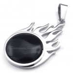 Titanium Silver FireBall Pendant Necklace (Free Chain)