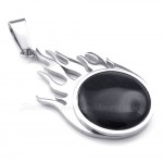 Titanium Silver FireBall Pendant Necklace (Free Chain)