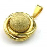 Gold Ball Titanium Pendant Necklace (Free Chain)