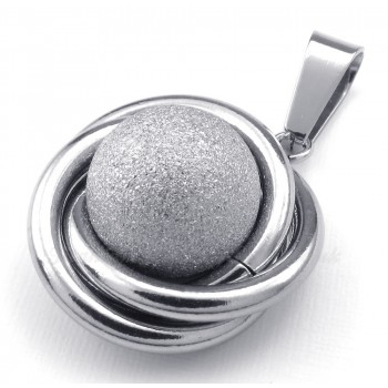 Titanium Silber Ball Pendant Necklace (Free Chain)