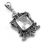 White Zircon Titanium Pendant Necklace (Free Chain)