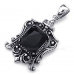 Black Zircon Titanium Pendant Necklace (Free Chain)
