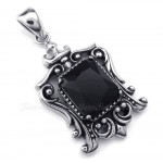 Black Zircon Titanium Pendant Necklace (Free Chain)