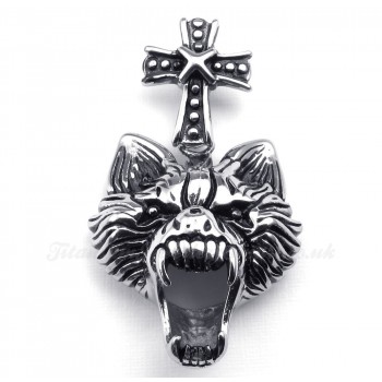 Titanium Wolf's Head Pendant Necklace (Free Chain)