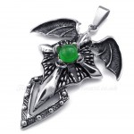 Green Beads Titanium Pterosaur Pendant Necklace (Free Chain)