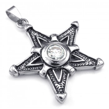 White Zircon Titanium Lucky Star Pendant Necklace (Free Chain)