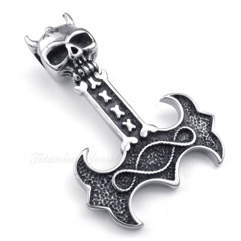 Titanium Thor's Hammer Pendant Necklace (Free Chain)