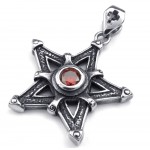 Red Zircon Titanium Star Pendant Necklace (Free Chain)