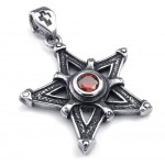 Red Zircon Titanium Star Pendant Necklace (Free Chain)