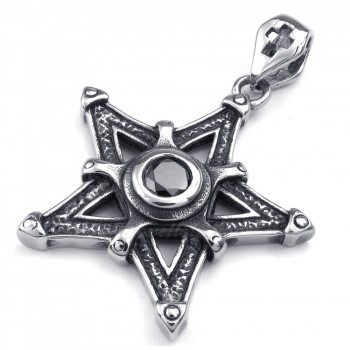 Black Zircon Titanium Star Pendant Necklace (Free Chain)