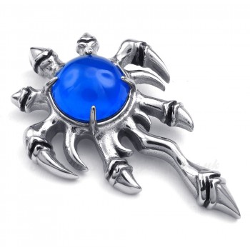 Blue Zircon Titanium Claw Pendant Necklace (Free Chain)