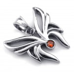 Red Zircon Titanium Butterfly Pendant Necklace (Free Chain)