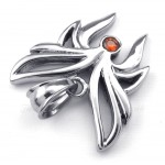 Red Zircon Titanium Butterfly Pendant Necklace (Free Chain)