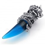 Blue Titanium Dragon Tooth Pendant Necklace  (Free Chain)