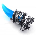 Blue Titanium Dragon Tooth Pendant Necklace  (Free Chain)