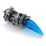 Blue Titanium Dragon Tooth Pendant Necklace  (Free Chain)