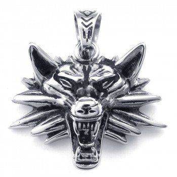 Titanium Wolf Pendant Necklace (Free Chain)