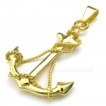 Titanium Gold Anchor Pendant Necklace (Free Chain)