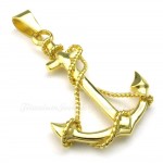 Titanium Gold Anchor Pendant Necklace (Free Chain)