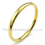 2mm Gold Titanium Smooth Ring