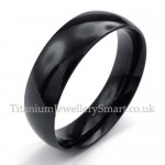 6mm Black Titanium Smooth Ring
