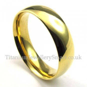 6mm Gold Titanium Round Ring