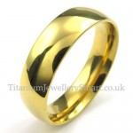 6mm Gold Titanium Round Ring