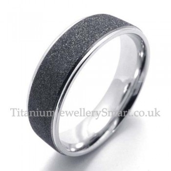 His Hers Black Sandblast Titanium Ring (Mens)