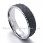 His Hers Black Sandblast Titanium Ring (Mens)